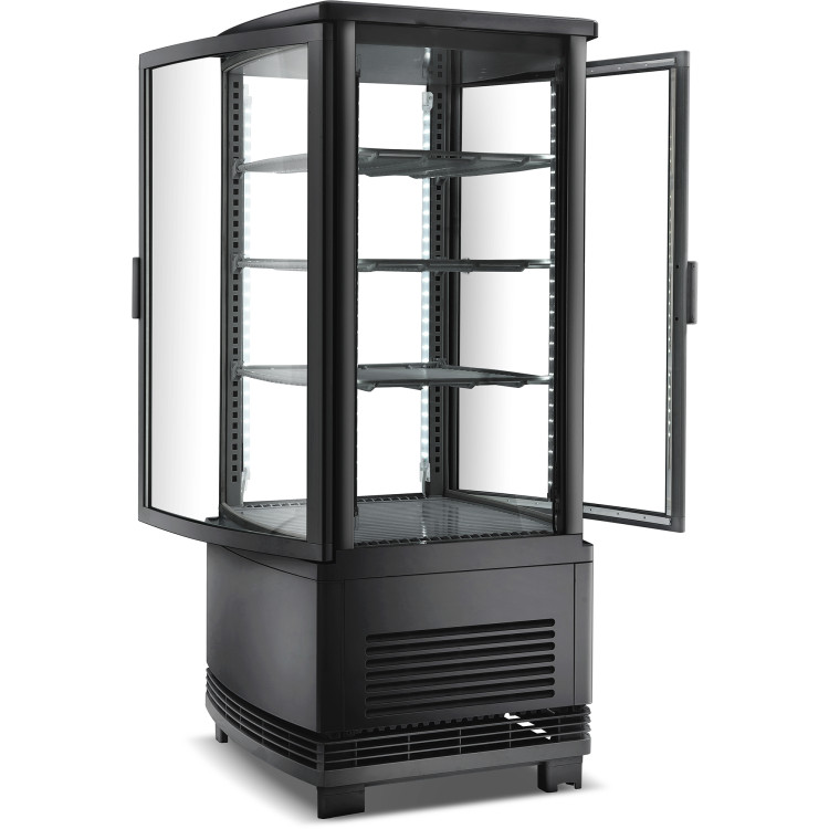 Countertop Display Fridge 75 litres 3 shelves Black 2 curved doors front & back - CECL68RB