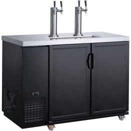 Direct Draw Beer Dispenser - Twin Door Keg Cooler with Double Beer Taps Black - CEDKB60M2