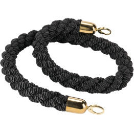 Black Braided Stanchion Rope with Gold ends 1.5m - CEBR01BG