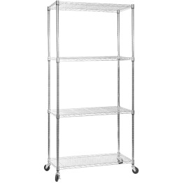 Commercial Mobile Shelving unit 4 tier 1000kg Width 900mm Depth 450mm Chrome wire - CECR9045180A4C