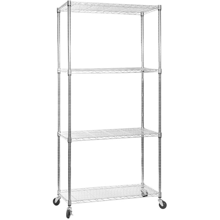 Commercial Mobile Shelving unit 4 tier 1000kg Width 900mm Depth 450mm Chrome wire - CECR9045180A4C