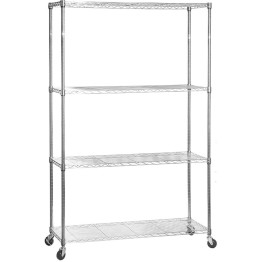 Commercial Mobile Shelving unit 4 tier 1000kg Width 1500mm Depth 450mm Chrome wire - CECR15045180A4C