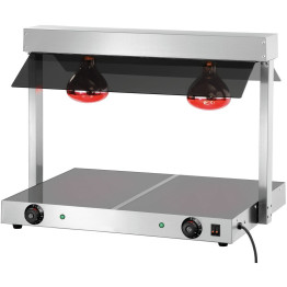Buffet food warmer with gantry Tempered glass 2 infrared lamps Sneeze guards 2xGN1/1 - CETC2F