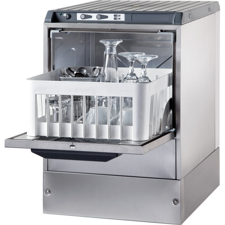 Commercial Glasswasher 800-1000 glasses/hour 350mm basket Gravity Drain Detergent Pump 13A - CaterEq CE3500BTDD