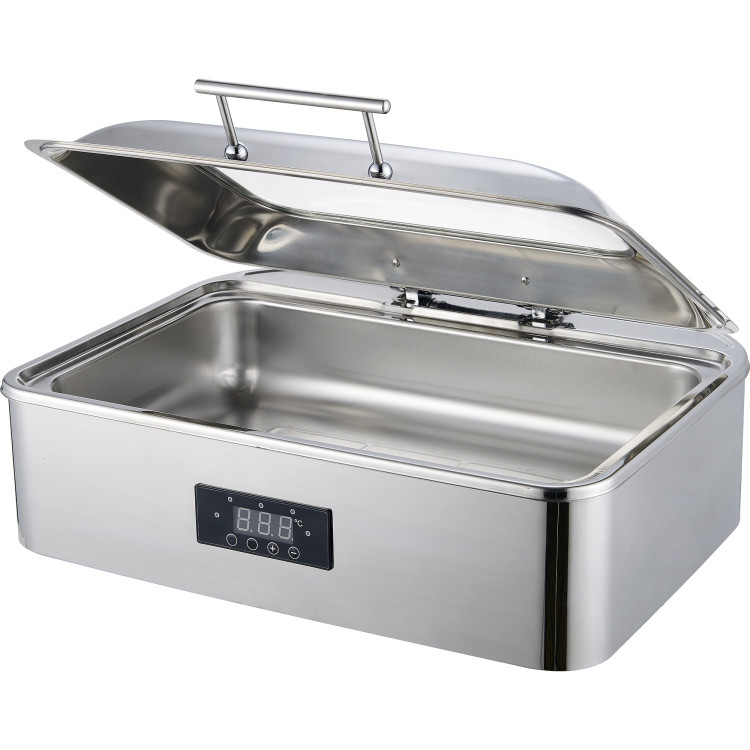 Chafing Dish Electric heating Glass lid Stainless steel 9 litres - CEACFD9L01