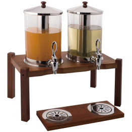 Commercial Juice Dispenser 2x7 litres Walnut Wood - CEDTJ012