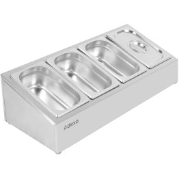 Commercial Condiment Holder including 4xGN1/4-100mm containers with lid Stainless steel - CECHE04A