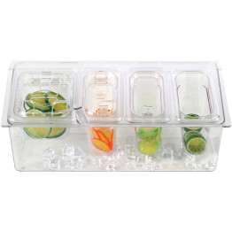 Chilled Condiment Holder including 1xGN1/6+3xGN1/9-150mm containers with lid Plastic - CECHP06BD2