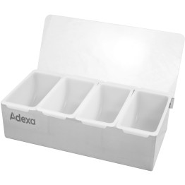 Garnish Tray / Condiment Dispenser with Lid 4 compartments Stainless steel & Plastic - CECHB04