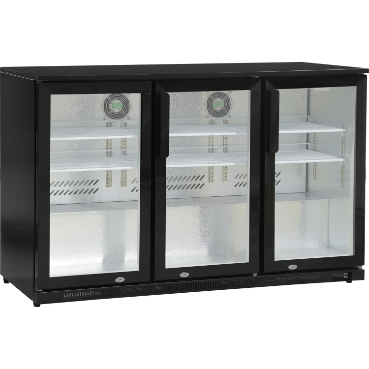 Back bar cooler 3 hinged doors 300 litres Black - CEBBC3