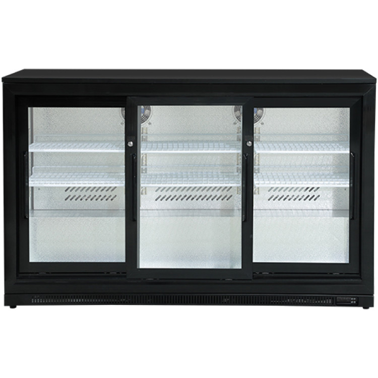 Back bar cooler 3 Sliding doors 300 litres Black - CEBBC3S