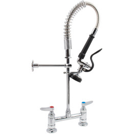 6-Inch Mini Dual Temperature Pre-Rinse Faucet with Spray Valve Deck Mount Chrome Plated Brass | CaterEq CE5809A