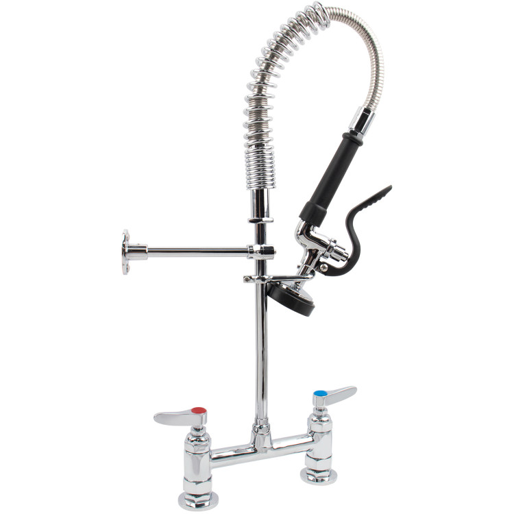 6-Inch Mini Dual Temperature Pre-Rinse Faucet with Spray Valve Deck Mount Chrome Plated Brass | CaterEq CE5809A