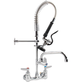 6-Inch Mini Dual Temperature Pre-Rinse Faucet with Spray Valve and 8" Swing Faucet Wall Mount Chrome Plated Brass | CaterEq CE5810A08 6-Inch Mini Dual Temperature Pre-Rinse Faucet with Spray Valve and 8" Swing Faucet Wall Mount Chrome Plated Brass | CaterEq CE5810A08