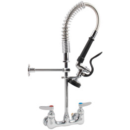 6-Inch Mini Dual Temperature Pre-Rinse Faucet with Spray Valve Wall Mount Chrome Plated Brass | CaterEq CE5810A