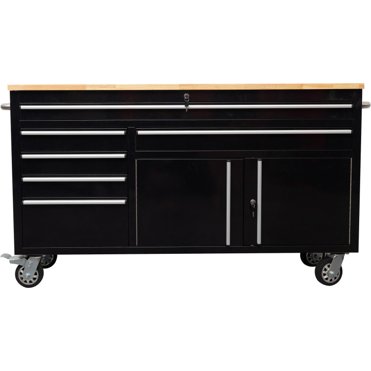 B GRADE Heavy Duty Steel Rolling Tool Chest with Wooden Worktop 6 Drawers 1 Double-Door Side Cabinet 1674x489x907mm Black | CaterEq 602038ABLACK B GRADE B GRADE Heavy Duty Steel Rolling Tool Chest with Wooden Worktop 6 Drawers 1 Double-Door Side Cabinet 1674x489x907mm Black | CaterEq 602038ABLACK B GRADE