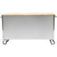 Heavy Duty Steel Rolling Tool Chest with Wooden Worktop 6 Drawers 1 Double-Door Side Cabinet 1674x489x907mm Stainless Steel | CaterEq CE602038ASILVER