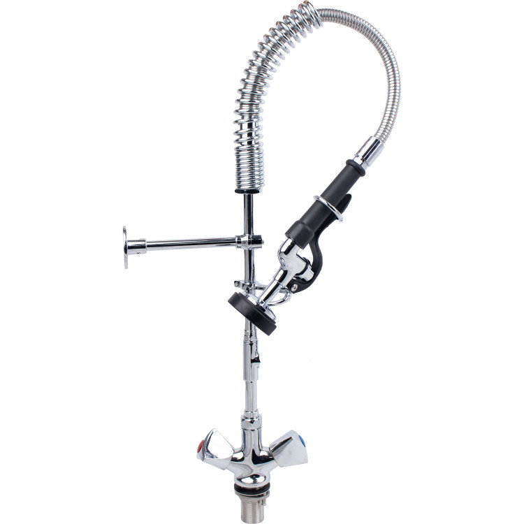 Single Hole Deck Mount Dual Temperature High-Pressure Pre-Rinse Faucet Chrome Plated Brass | CaterEq CE6802A Single Hole Deck Mount Dual Temperature High-Pressure Pre-Rinse Faucet Chrome Plated Brass | CaterEq CE6802A