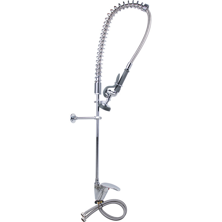 Single Hole Deck Mount Standard Pre-Rinse Faucet with Lever Handle Chrome Plated Brass | CaterEq CE6901A