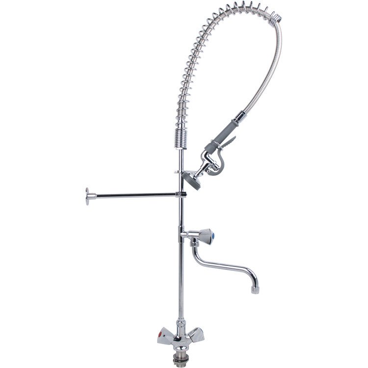 Standard Pre Rinser with Compression Cartridge and Rotary Handle & 12" Swing Nozzle Chrome Plated Brass | CaterEq CE6902A12 Standard Pre Rinser with Compression Cartridge and Rotary Handle & 12" Swing Nozzle Chrome Plated Brass | CaterEq CE6902A12