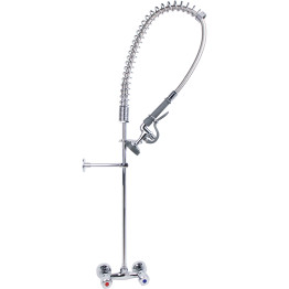 Standard Wall-Mounted Pre Rinser with Compression Cartridge and Rotary Handle Chrome Plated Brass | CaterEq CE6903A Standard Wall-Mounted Pre Rinser with Compression Cartridge and Rotary Handle Chrome Plated Brass | CaterEq CE6903A