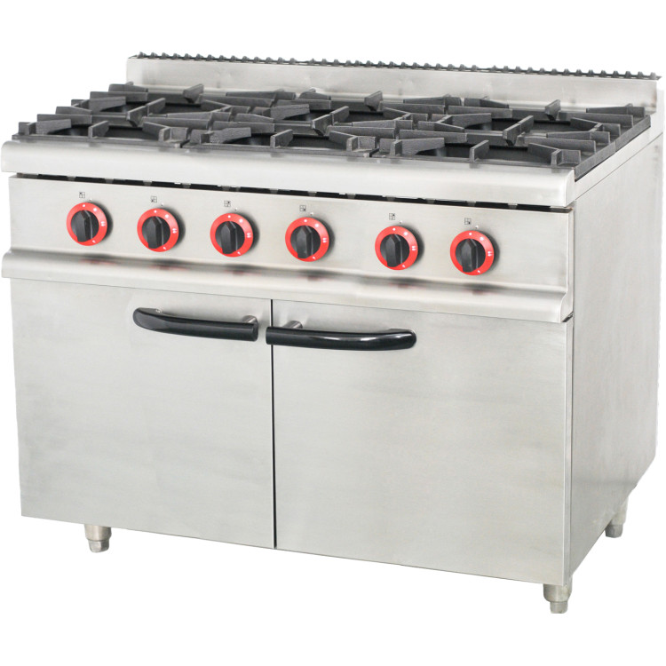 Commercial Gas Range with Cabinet 6 Burners 24kW 1050x700x900mm| CaterEq CE70QA6MS