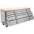 B GRADE Heavy Duty Steel Rolling Tool Chest with Wooden Worktop 15 Drawers 1978x485x908mm Stainless Steel | CaterEq 722038ASILVER B GRADE B GRADE Heavy Duty Steel Rolling Tool Chest with Wooden Worktop 15 Drawers 1978x485x908mm Stainless Steel | CaterEq 722038ASILVER B GRADE