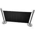 Commercial Queue Barrier Set with 2 Silver Ball Top Posts and Black Canvas Panel | CaterEq CEBBP02ACB