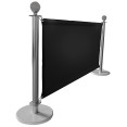 Commercial Queue Barrier Set with 2 Silver Ball Top Posts and Black Canvas Panel | CaterEq CEBBP02ACB