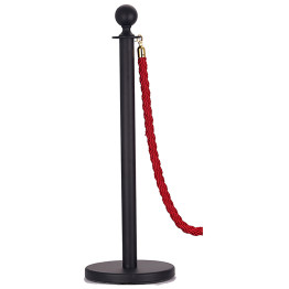Commercial Black Queue Barrier Post 1000mm Ball Top Stanchion | CaterEq CEBBP02A