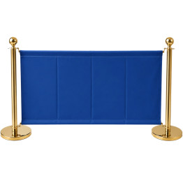 Commercial Queue Barrier Set with 2 Gold Ball Top Posts & Navy Blue Fabric Panel 1430mm | CaterEq CEBBP02CCB