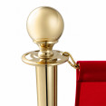 Commercial Queue Barrier Set with 2 Gold Ball Top Posts & Red Fabric Panel 1430mm | CaterEq CEBBP02CCR