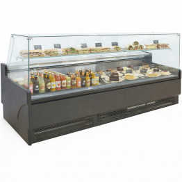 1955mm Wide Flat Glass Serve Over Counter Display Fridge 330 Litres Ventilated Cooling | CaterEq CEBLUEL164