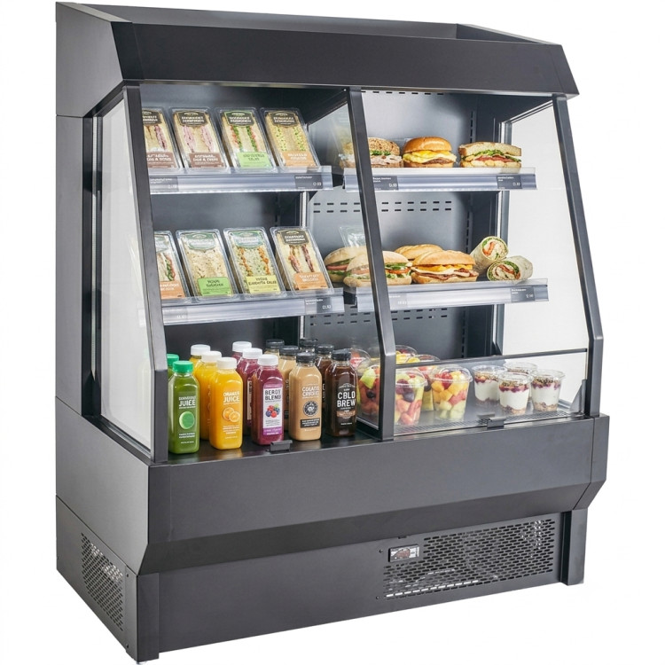 Wall Cabinet Multi Deck Refrigerator Night Curtain Black 1220x700x1470mm | CaterEq CEBLUEL202