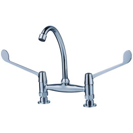 Commercial Deck-Mounted Twin-Lever Sink Mixer Tap with Swivel Spout Chrome | CaterEq CEBXF206 Commercial Deck-Mounted Twin-Lever Sink Mixer Tap with Swivel Spout Chrome | CaterEq CEBXF206