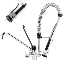 Commercial Deck-Mounted Mini Pre-Rinse Spray Unit with Add-On Faucet Chrome | CaterEq CEBXF216 Commercial Deck-Mounted Mini Pre-Rinse Spray Unit with Add-On Faucet Chrome | CaterEq CEBXF216