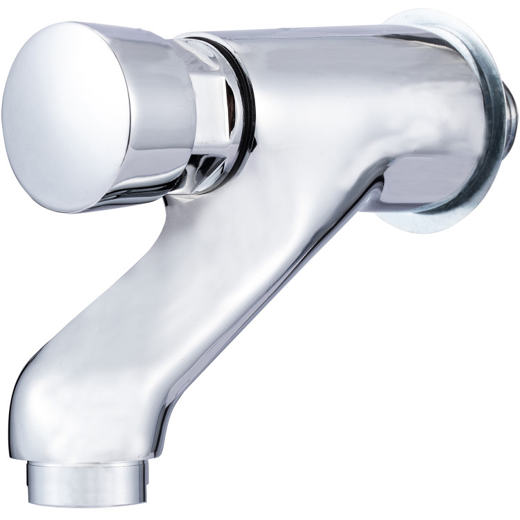 Commercial Wall-Mounted Self-Closing Push Tap Chrome | CaterEq CEBXF226 Commercial Wall-Mounted Self-Closing Push Tap Chrome | CaterEq CEBXF226