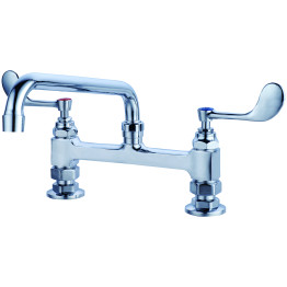8" Deck Mounted Commercial Faucet with 8" Swing Spout & Wrist-Action Handles Chrome | CaterEq CEBXF230