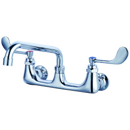 8" Wall Mounted Commercial Faucet with 8" Swing Spout & Wrist-Action Handles Chrome | CaterEq CEBXF232