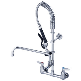 8" Wall Mounted Pre-Rinse Faucet with Add-On 6" Swing Spout & 22" Hose & Spray Valve | CaterEq CEBXF240 8" Wall Mounted Pre-Rinse Faucet with Add-On 6" Swing Spout & 22" Hose & Spray Valve | CaterEq CEBXF240