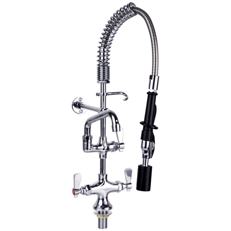 Deck-Mounted Commercial Pre-Rinse Unit with 6" Add-On Swing Spout & 22" Hose Chrome | CaterEq CEBXF244 Deck-Mounted Commercial Pre-Rinse Unit with 6" Add-On Swing Spout & 22" Hose Chrome | CaterEq CEBXF244