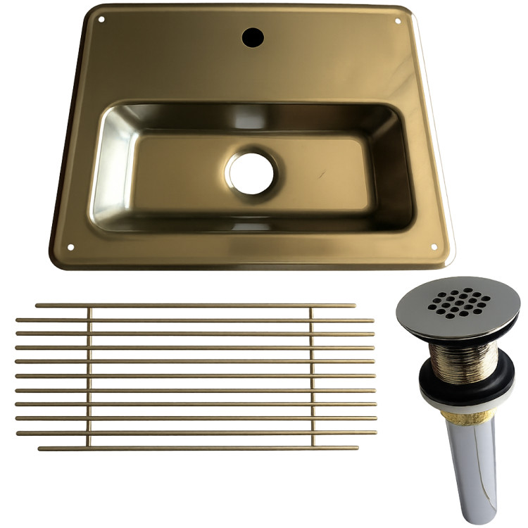 Commercial 12.5" × 10.5" Stainless Steel Water Station Drop-In Sink With Strainer & Grid | CaterEq CEBXF602