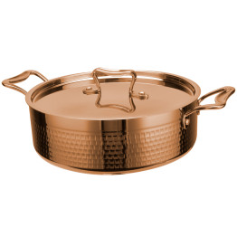 Hammered Triple-Layer Stainless Steel Casserole ø200×70mm 2.2L Copper Finish | CaterEq CEC0311007C Hammered Triple-Layer Stainless Steel Casserole ø200×70mm 2.2L Copper Finish | CaterEq CEC0311007C