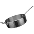 Hammered Triple-Layer Stainless Steel Saucepan with Long Handle & Helper Handle Ø260×85mm 4.5L Silver Finish | CaterEq CEC0311029S