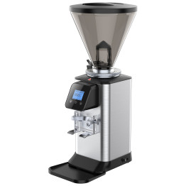 Commercial On-Demand Coffee Grinder with Digital Display, 1kg Hopper and 64mm Burrs Silver Finish | CaterEq CECCG104