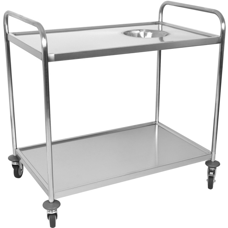 Commercial 2-Tier Stainless Steel Waste Sorting Trolley with Cutlery Tray Slot 1000×620×1000mm| CaterEq CECG10062