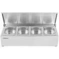 Commercial Condiment Holder with lid including 4xGN1/6-150mm containers Stainless steel - CECHD04ADFL