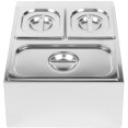 Commercial Condiment Holder including 2xGN1/6-150mm & 1xGN1/3-150mm containers with lids Stainless steel - CECHD04BD2