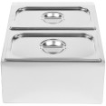 Commercial Condiment Holder including 2xGN1/3-100mm containers with lids Stainless steel - CECHD04B3