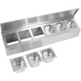 Commercial Condiment Holder with lid including 6xGN1/6-150mm containers Stainless steel - CECHD06ADFL Commercial Condiment Holder with lid including 6xGN1/6-150mm containers Stainless steel - CECHD06ADFL